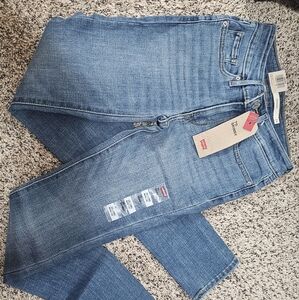 Levi's Blue Skinny Jeans with Distressed Details